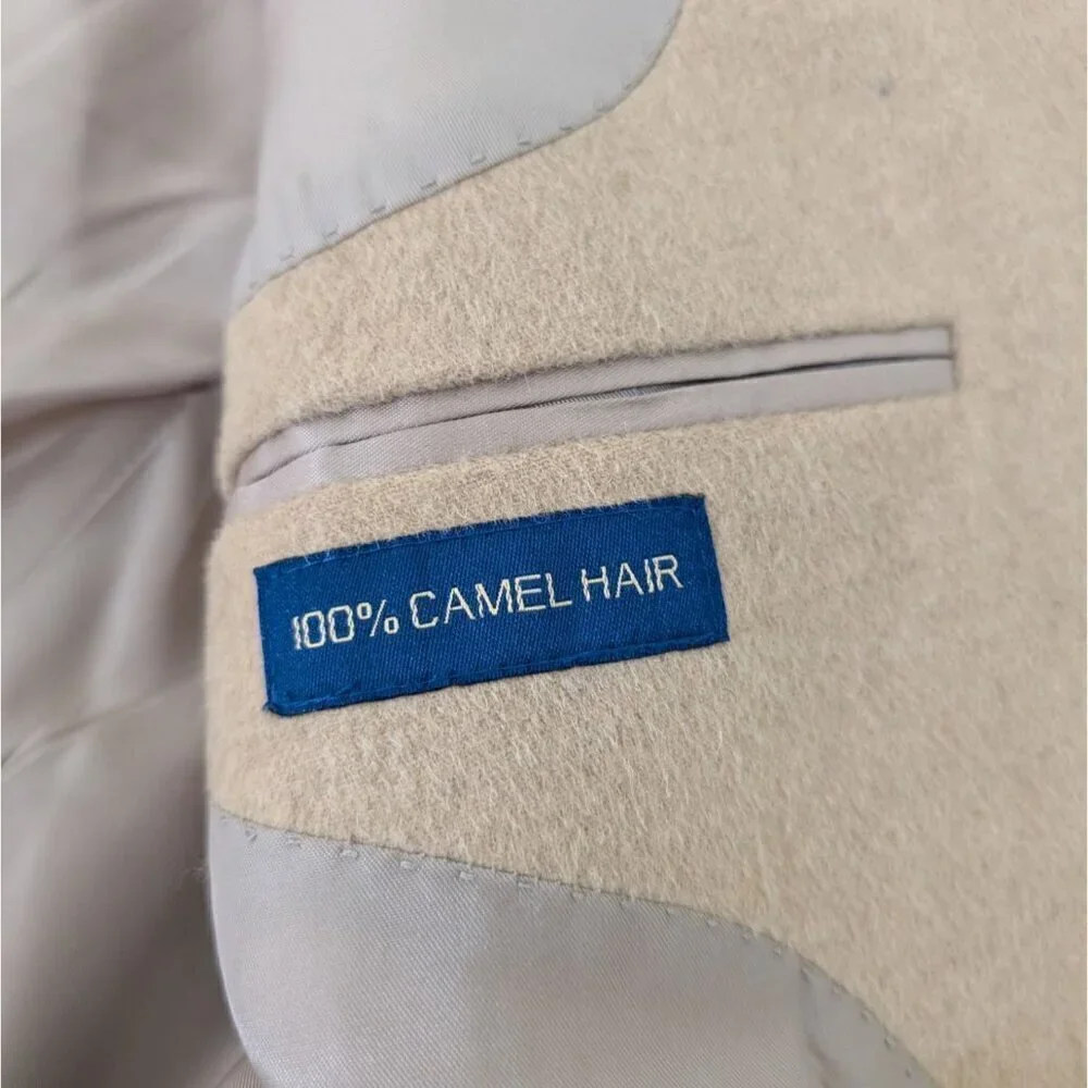 T Harris Camel Hair Blazer Mens Size 44R Tan Business 2 Button Sport Coat Jacket